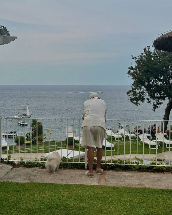Evening at the railing