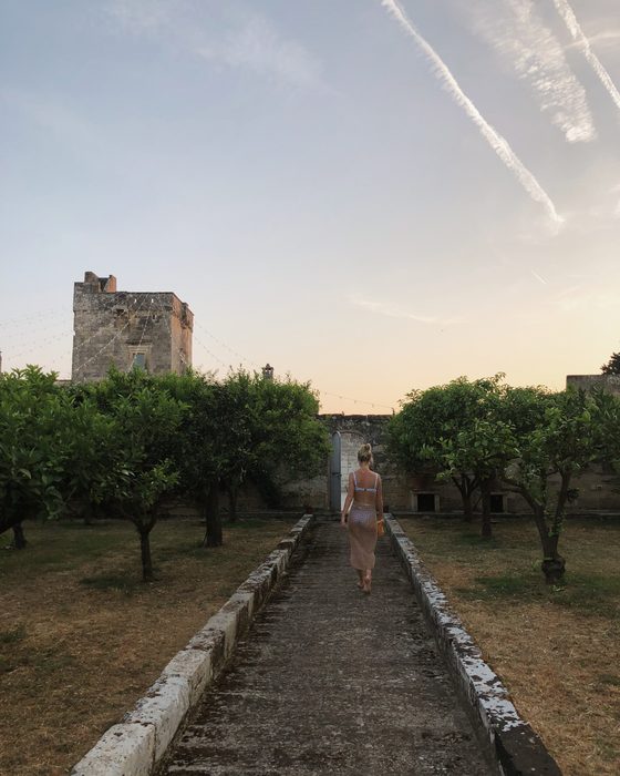 The avenue back towards the tower at dusk