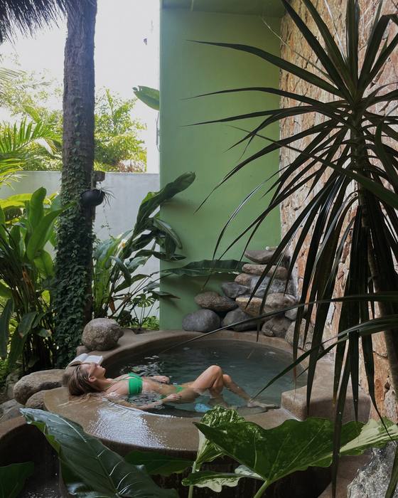 Reading in the plunge pool